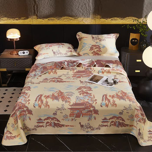 Landscape Three-layer Gauze Cooling Reversible Coverlet