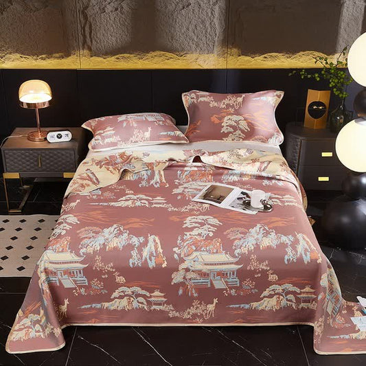 Landscape Three-layer Gauze Cooling Reversible Coverlet