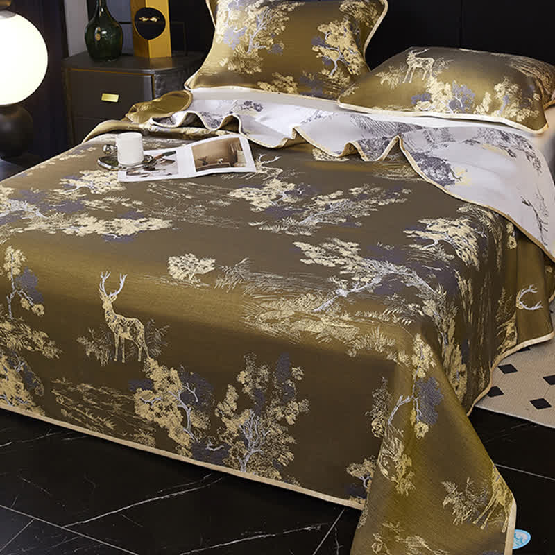 Jacquard Landscape Cooling Reversible Coverlet