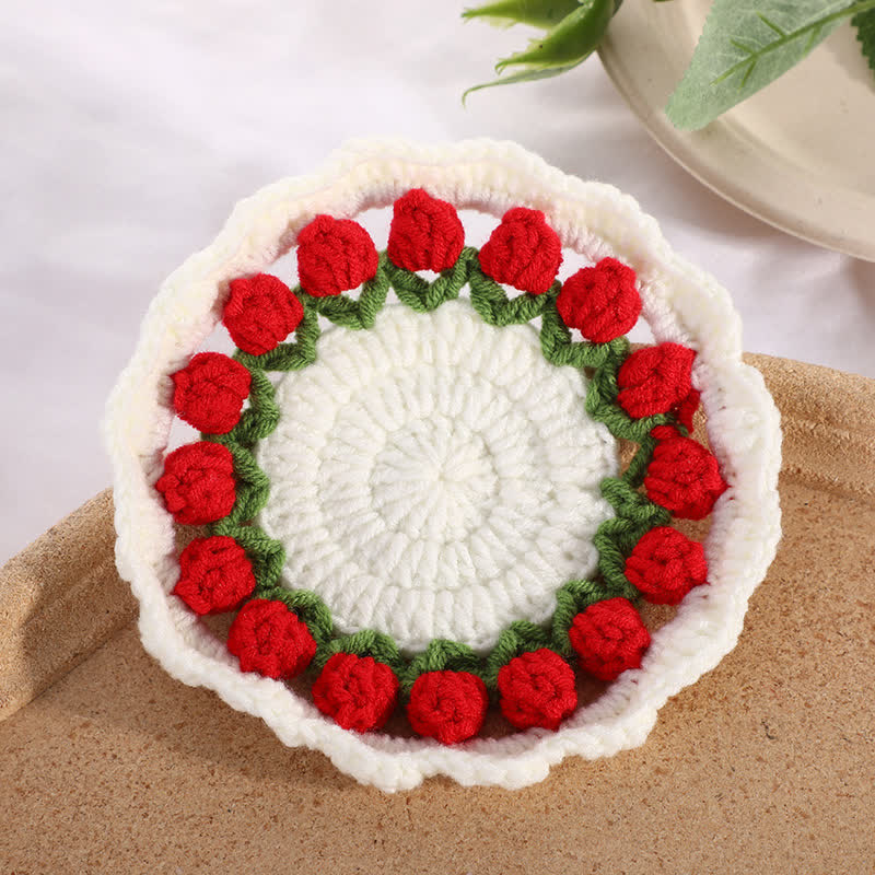Handmade Rural Tulip Crochet Coaster
