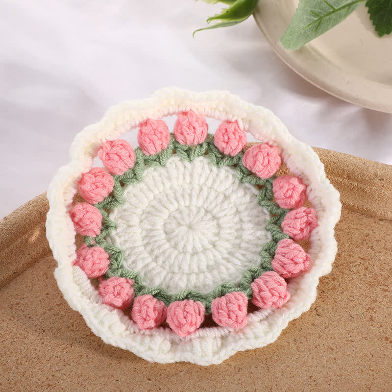 Handmade Rural Tulip Crochet Coaster