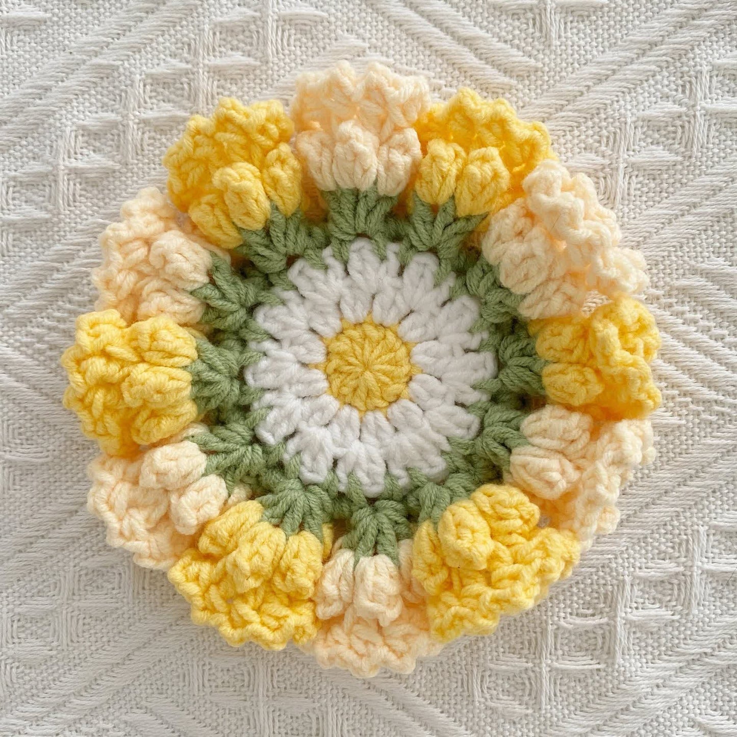 Handmade Lily of the Valley Crochet Coaster