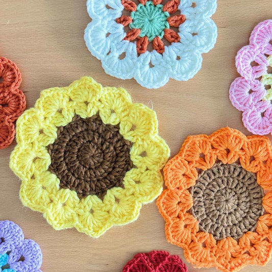 Handmade Flower Crochet Yarn Coaster