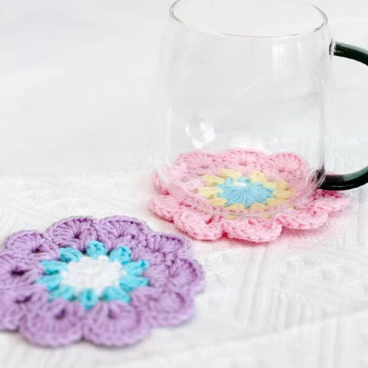 Handmade Flower Crochet Yarn Coaster