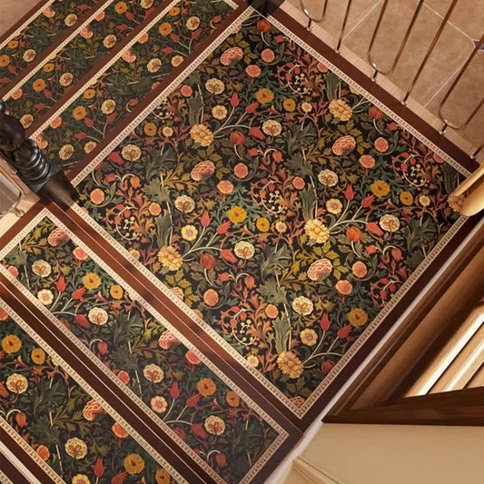 Vintage Floral Cuttable Non-slip Stair Treads Carpet