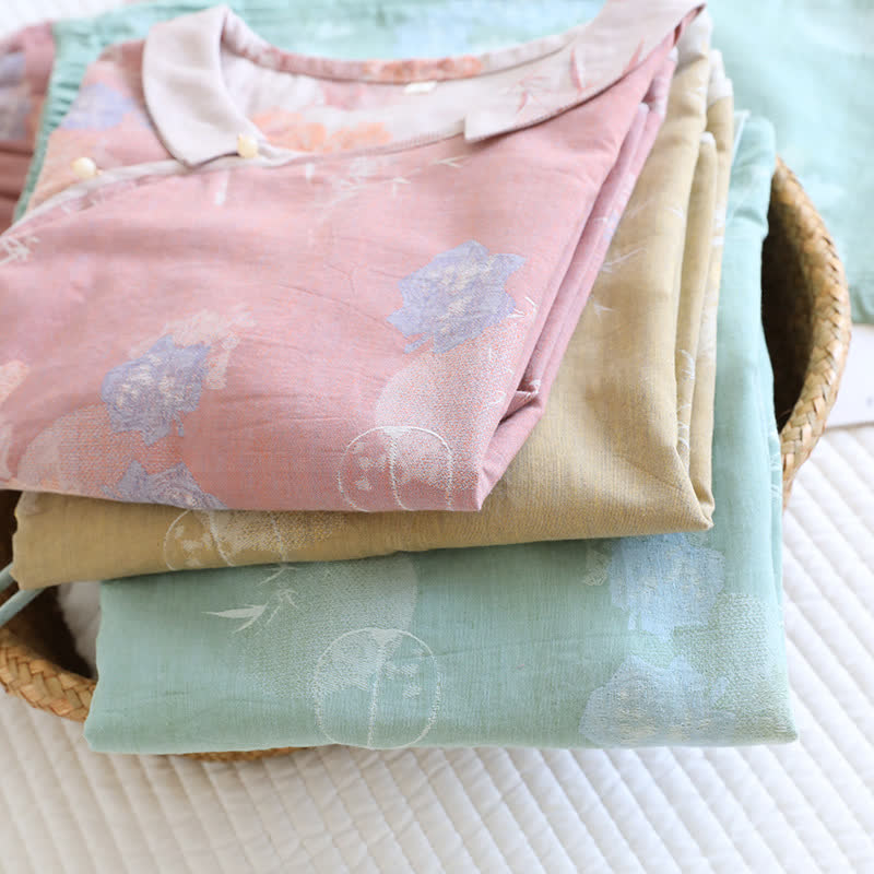 Vintage Floral Bamboo Cotton Pajama Set