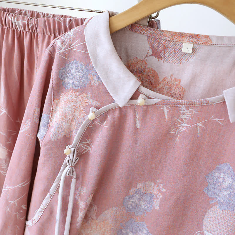 Vintage Floral Bamboo Cotton Pajama Set