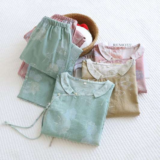 Vintage Floral Bamboo Cotton Pajama Set