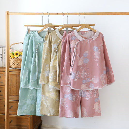 Vintage Floral Bamboo Cotton Pajama Set