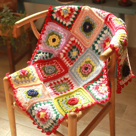 Elegant Floral Hand-woven Crochet Blanket