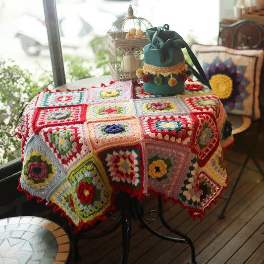 Elegant Floral Hand-woven Crochet Blanket