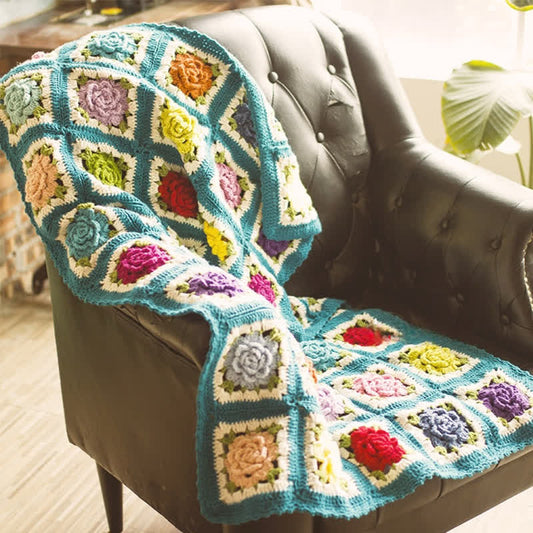 Rural Rose Hand-woven Crochet Sofa Blanket