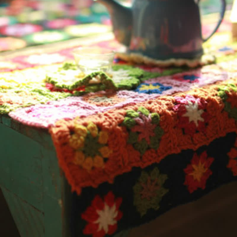 Hand-woven Bright Daisy Crochet Functional Blanket