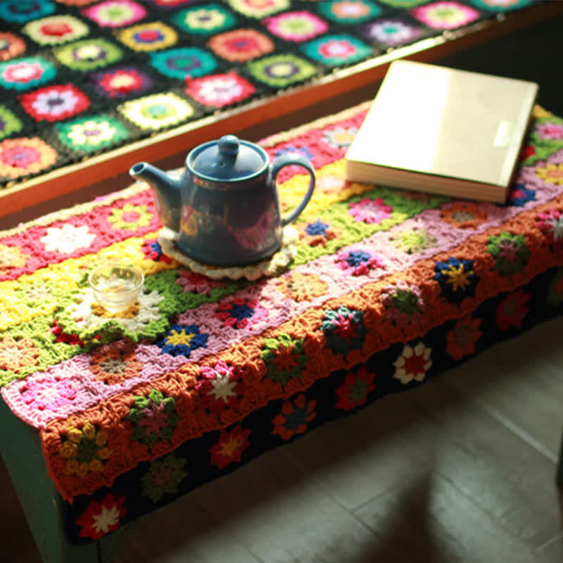 Hand-woven Bright Daisy Crochet Functional Blanket