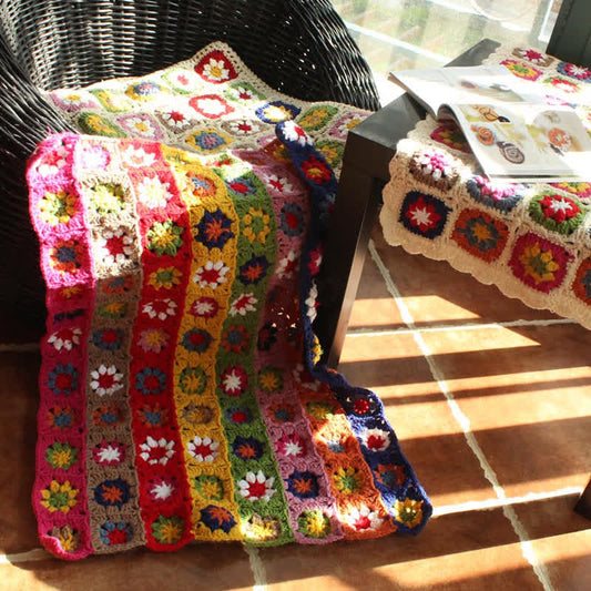 Hand-woven Bright Daisy Crochet Functional Blanket
