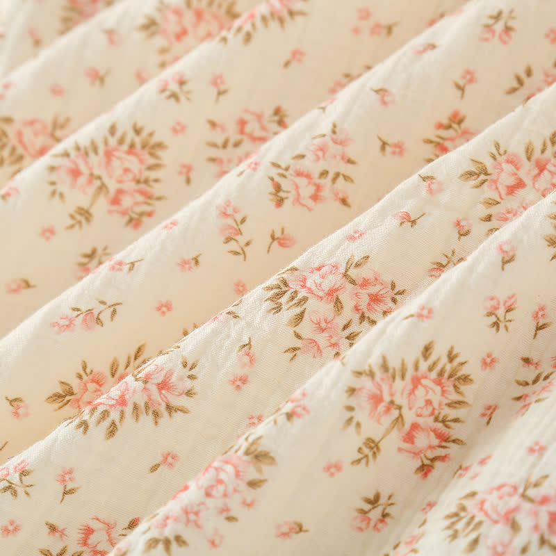 Cotton Double Gauze Floral Long Sleeve Nightdress