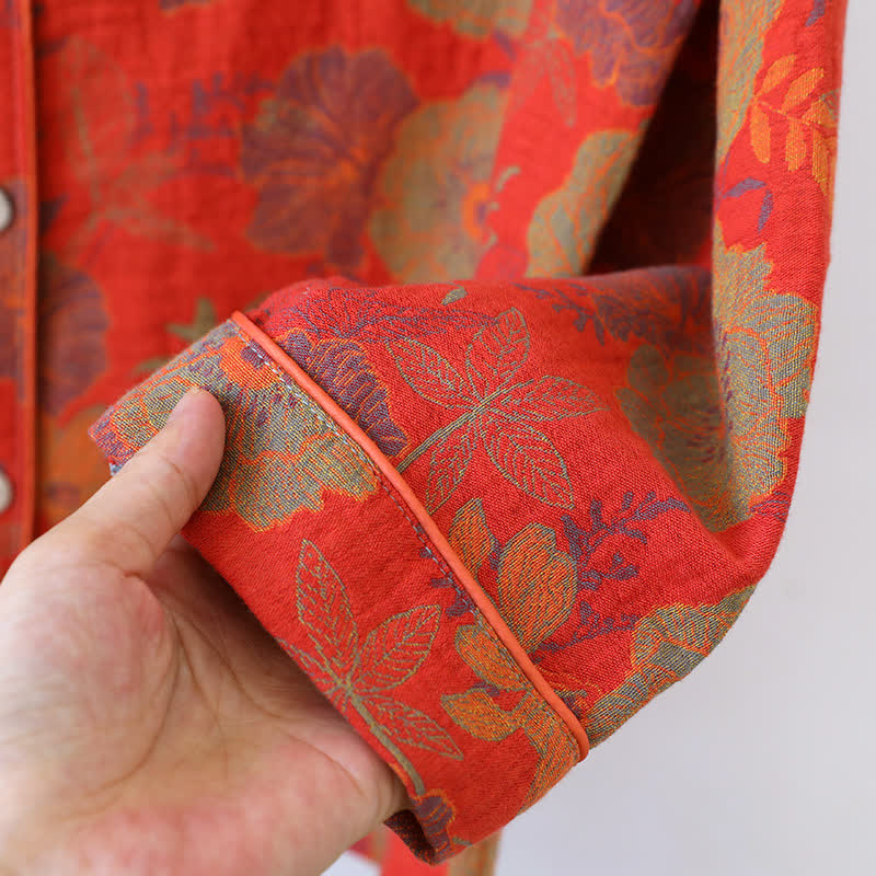 Pure Cotton Yarn-dyed Jacquard Peony Loungewear Set