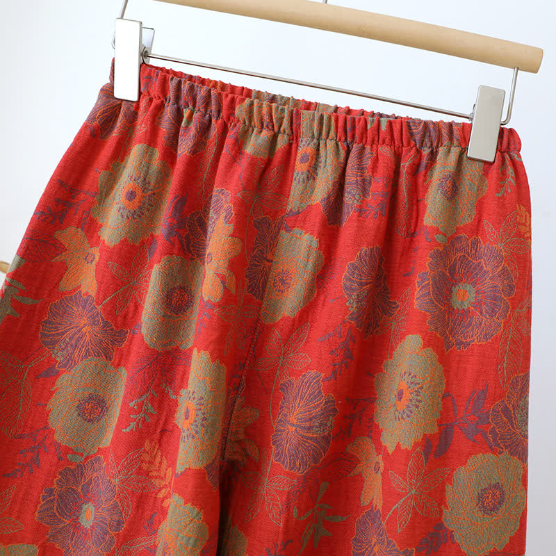 Pure Cotton Yarn-dyed Jacquard Peony Loungewear Set