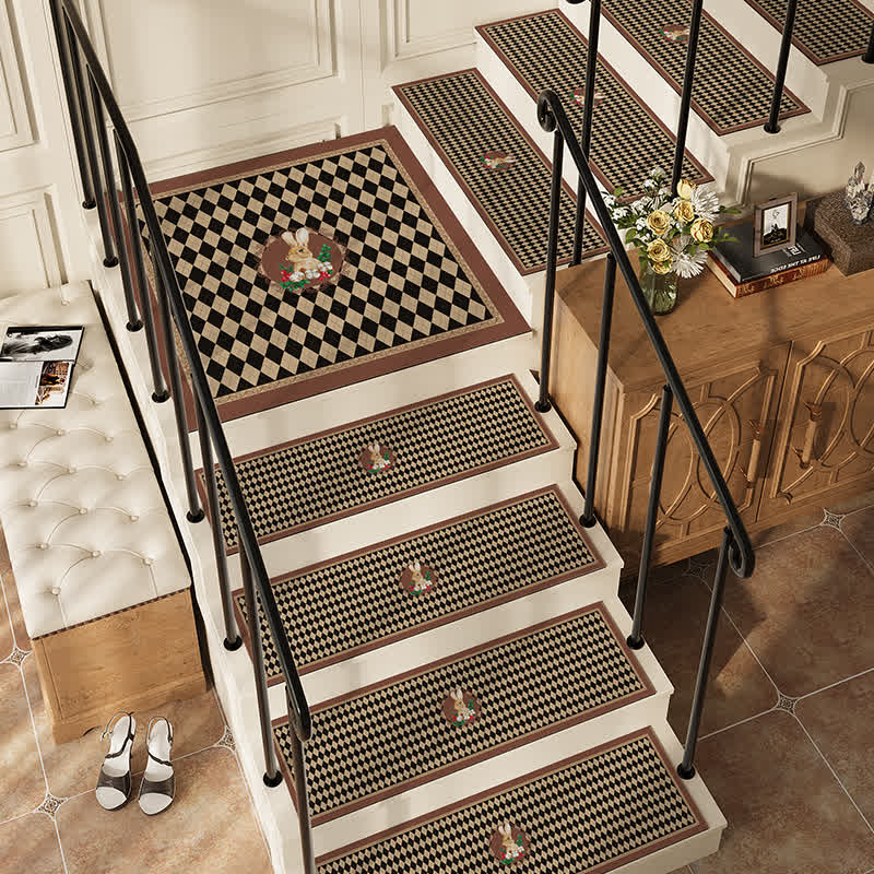 Retro Rabbit Lattice Diatom Mud Carpet Stair Treads