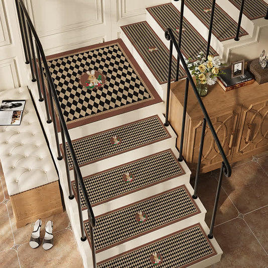 Retro Rabbit Lattice Diatom Mud Carpet Stair Treads