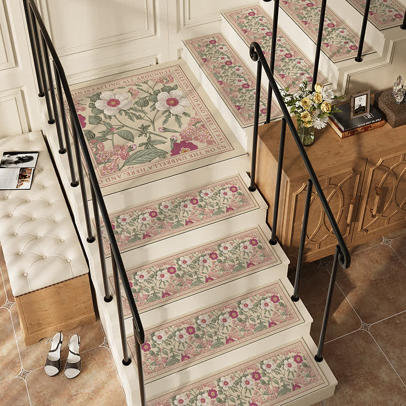 Non-slip Floral Diatom Mud Stair Treads Carpet