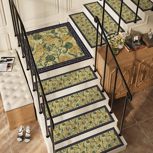Cuttable Diatom Mud Floral Carpet Stair Treads