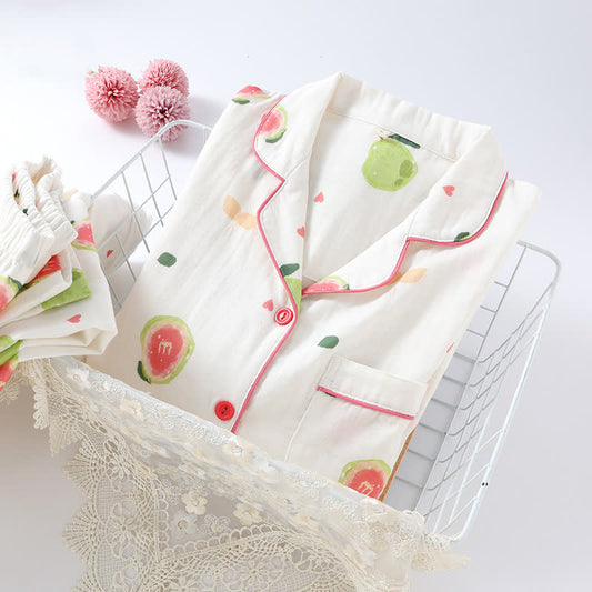 Guava Print Cotton Gauze Loungewear Set