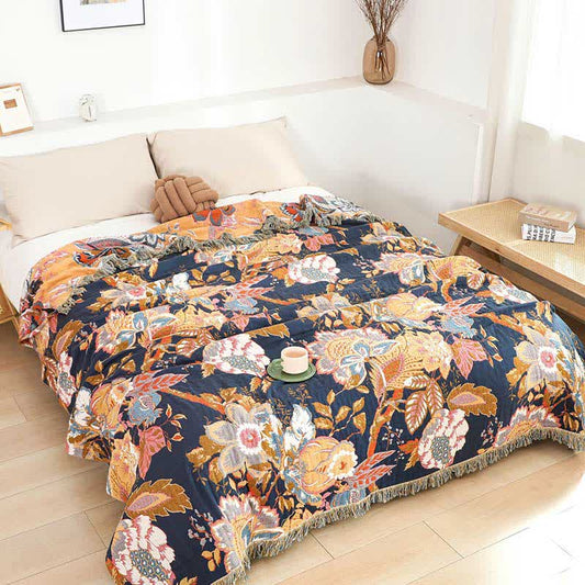 Vintage Vine Branch Cotton Gauze Reversible Quilt