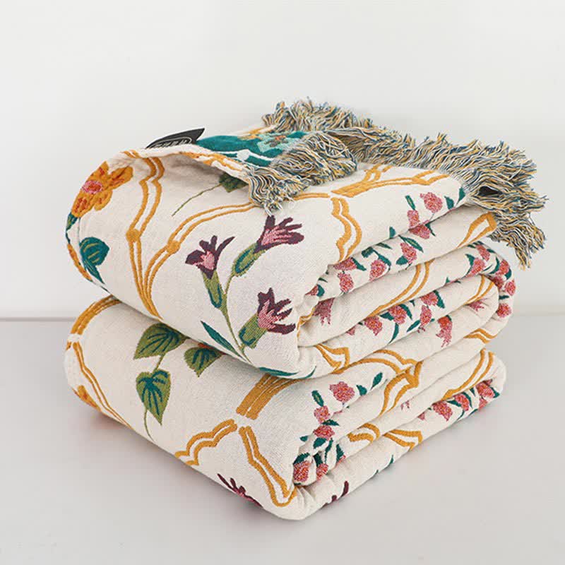 Diamond Floral Cotton Gauze Reversible Quilt