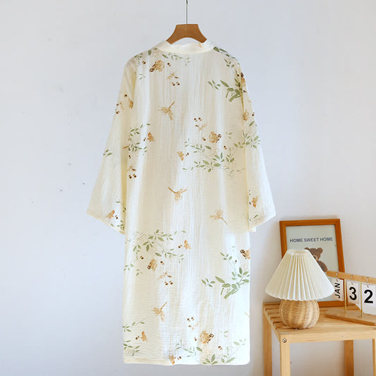 Leaf Cotton Gauze Bathrobe Pajama