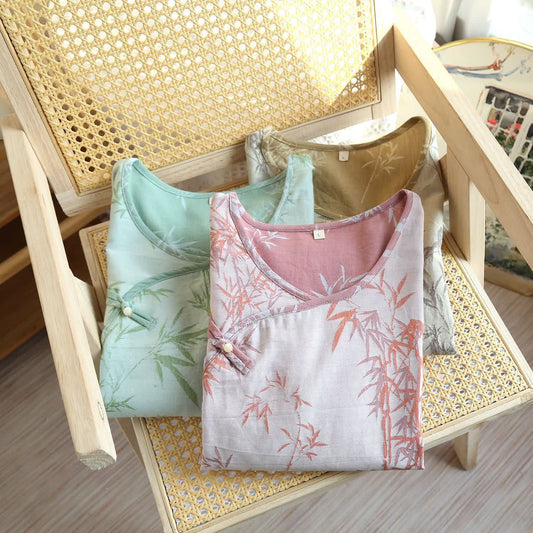 Vintage Jacquard Bamboo Cotton Gauze Nightgown