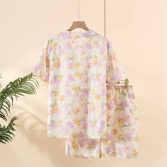 Cotton Butterfly Print Short Sleeve Loungewear Set