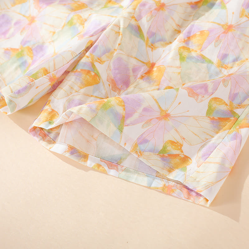 Cotton Butterfly Print Short Sleeve Loungewear Set