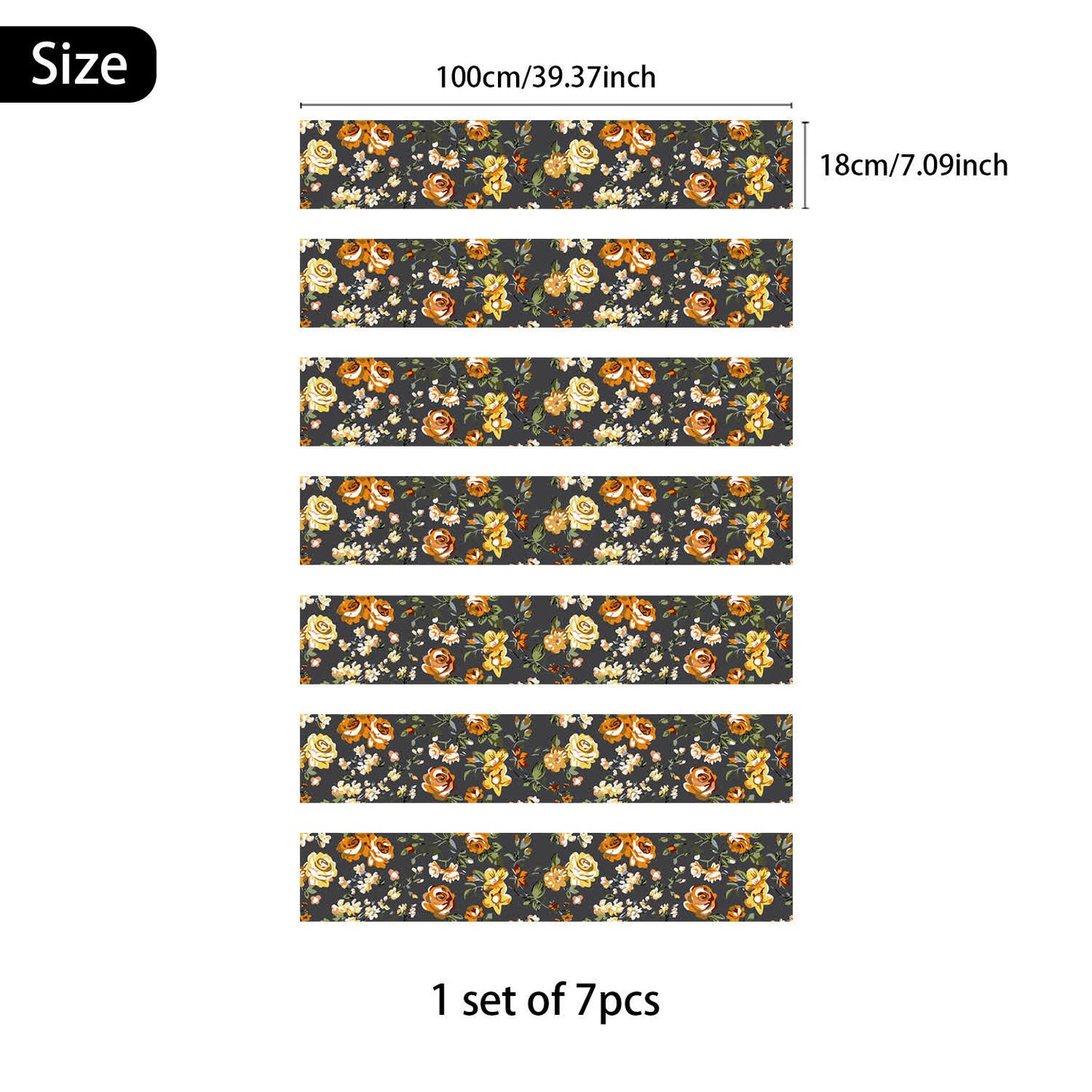 Rural Rose Self-Adhesive Stair Risers Stickers