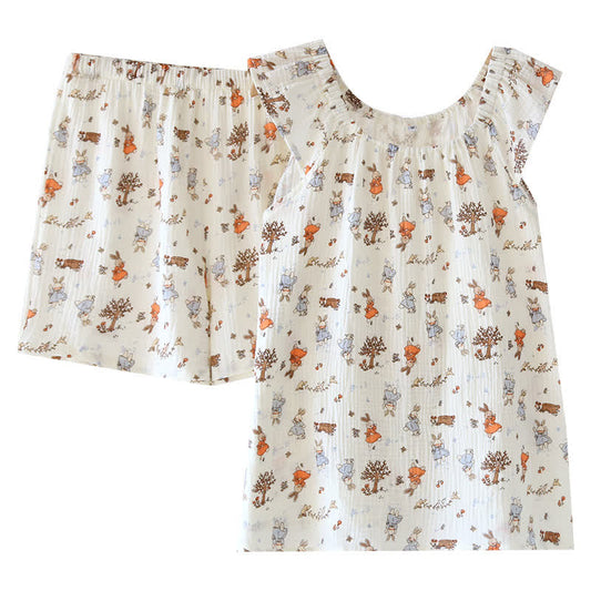 Rabbit Print Cotton Tank Top Loungewear Set