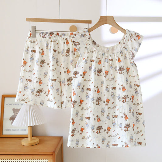 Rabbit Print Cotton Tank Top Loungewear Set