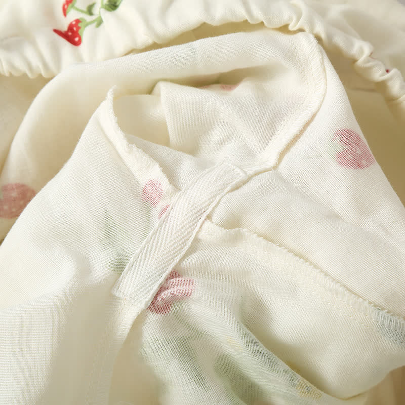 Strawberry Print Cotton Gauze Pajama Set