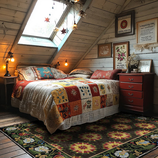 Floral Water Resistant Washable Anti-slip Area Rug