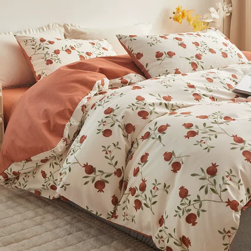 Pomegranate Print Cotton Bedding Set(4PCS)