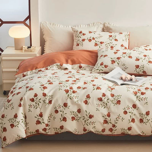 Pomegranate Print Cotton Bedding Set(4PCS)
