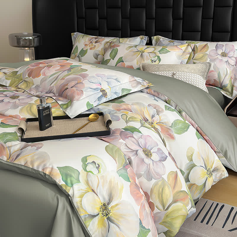 Elegant Floral Pure Cotton Bedding Set(4PCS)