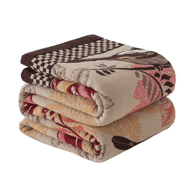 Rural Bird Four Layers Jacquard Cotton Quilt
