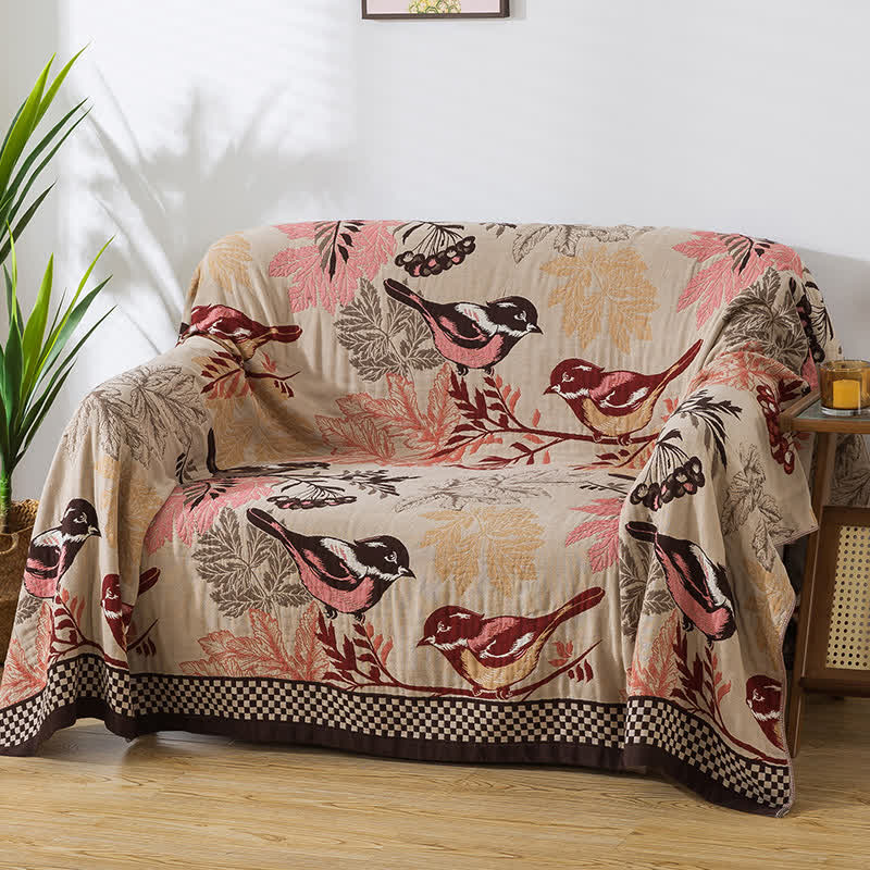 Rural Bird Four Layers Jacquard Cotton Quilt