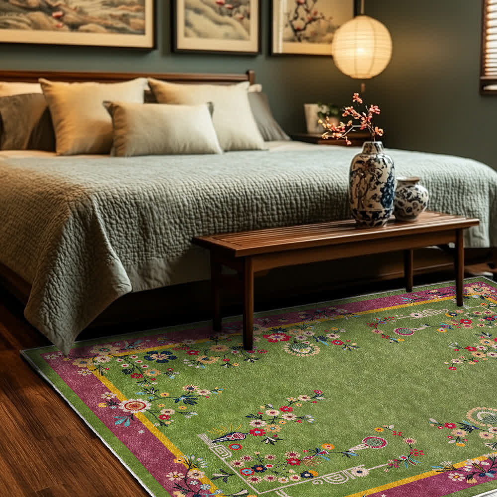 Durable Vintage Floral Anti-slip Area Rug