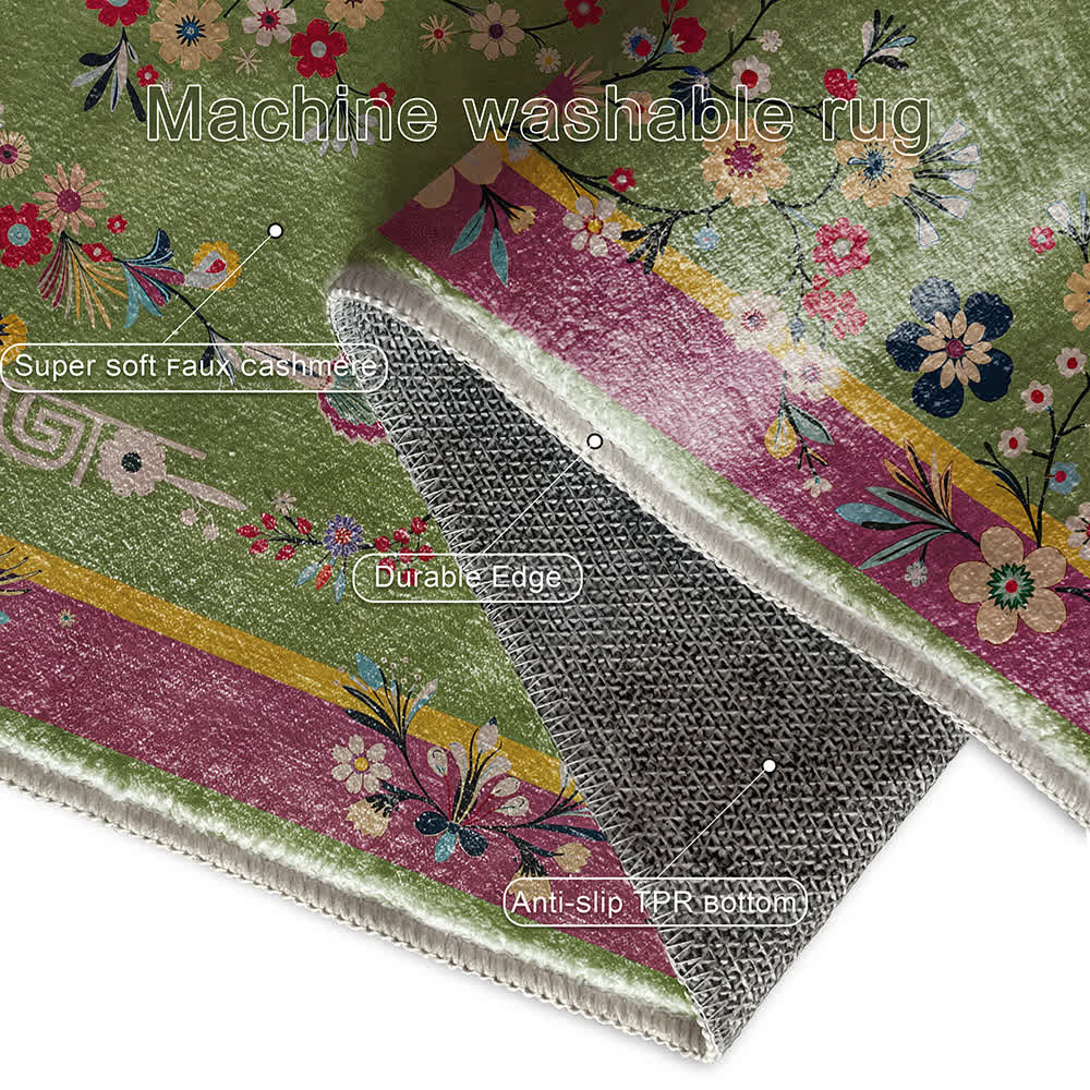 Durable Vintage Floral Anti-slip Area Rug