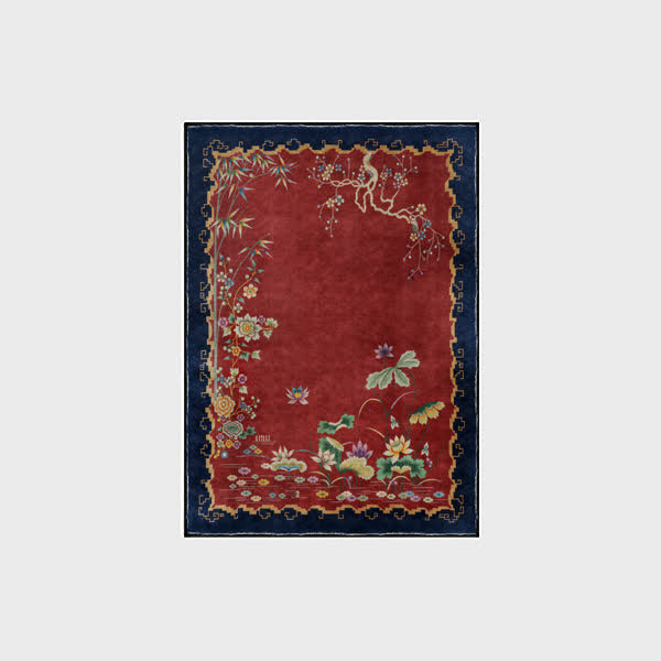 Vintage Lotus Washable Durable Anti-slip Area Rug