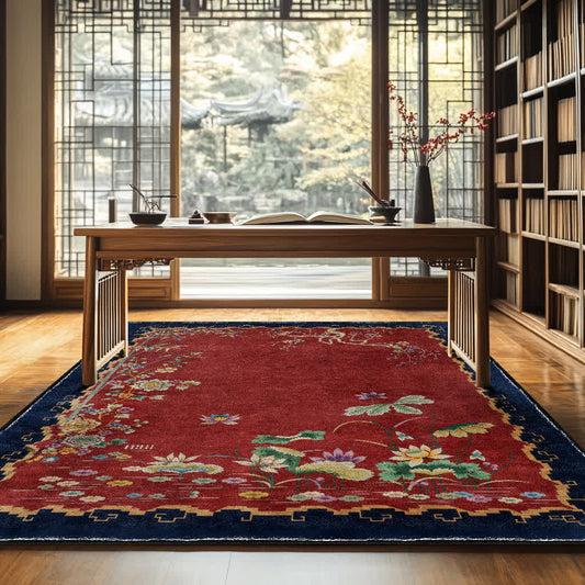 Vintage Lotus Washable Durable Anti-slip Area Rug