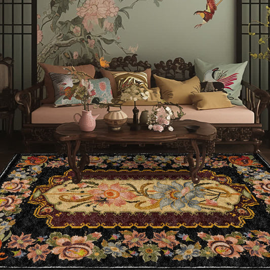 Vintage Floral Washable Durable Anti-slip Area Rug