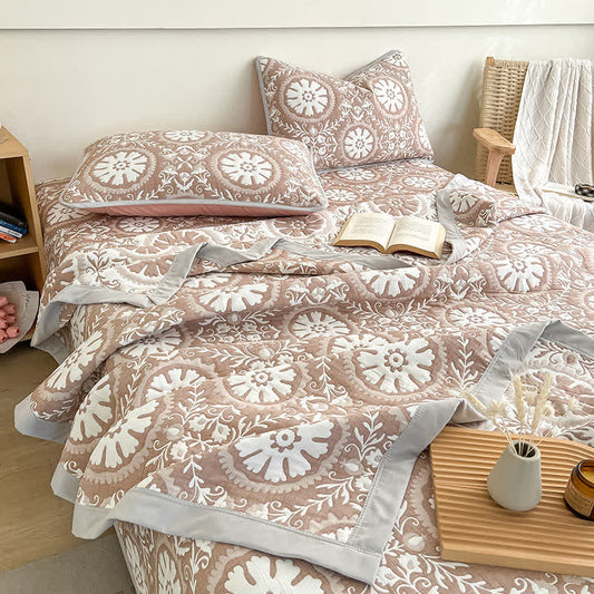 Geometric Pattern Jacquard Coverlet Blanket