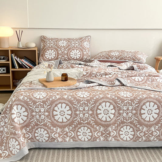 Geometric Pattern Jacquard Coverlet Blanket
